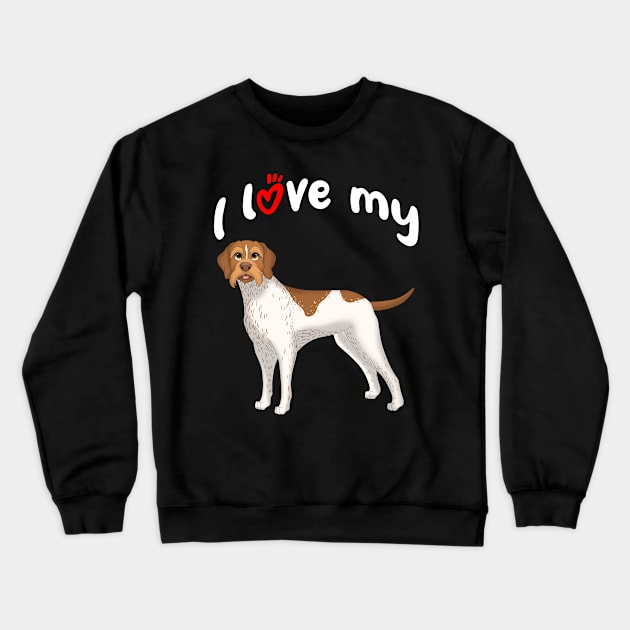 I Love My German Wirehaired Pointer Dog Crewneck Sweatshirt by millersye